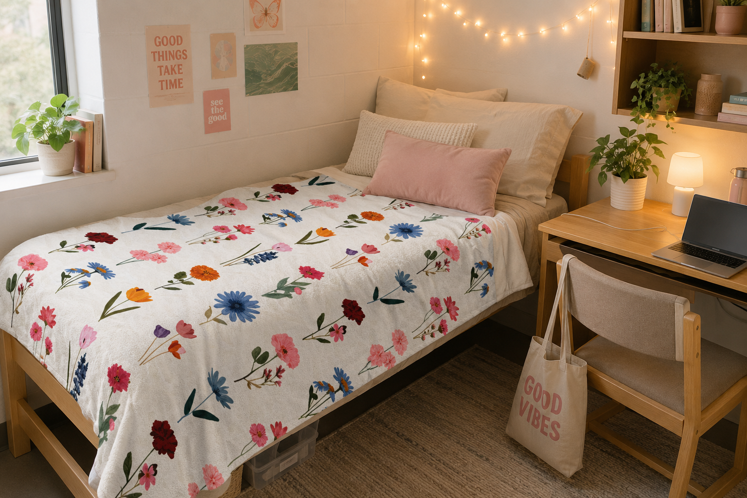 Vintage Wildflower Throw Blanket