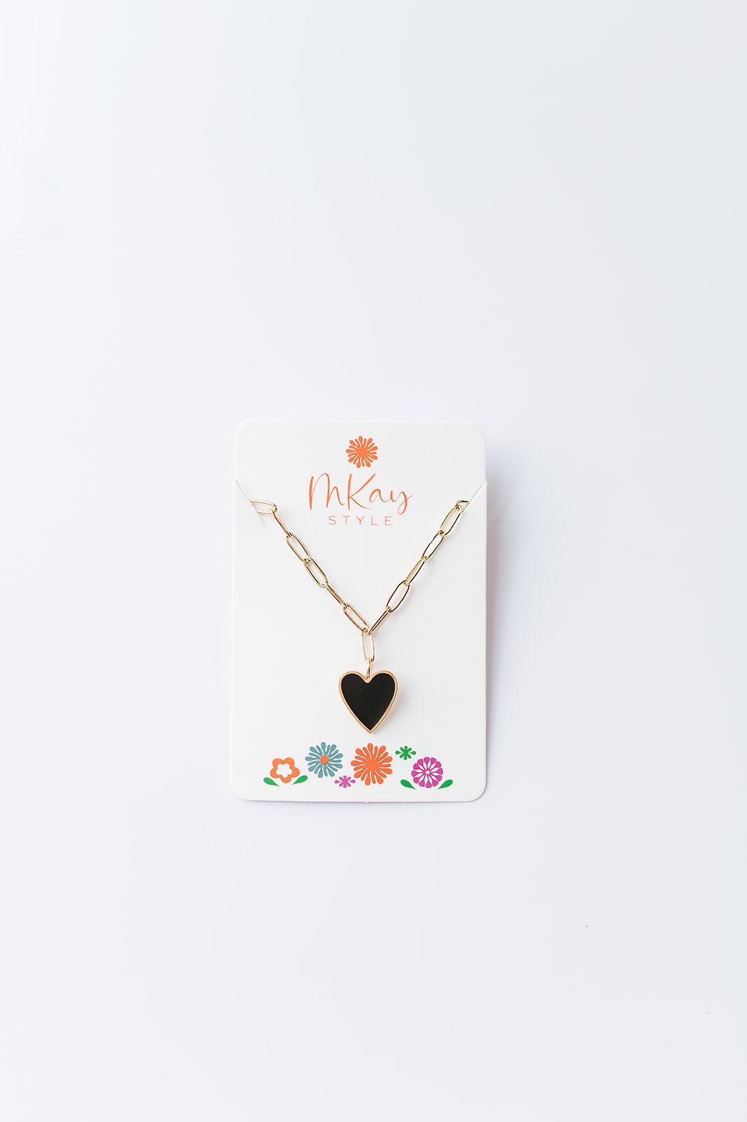 Black Heart Gold Chain Necklace - Mkay Style