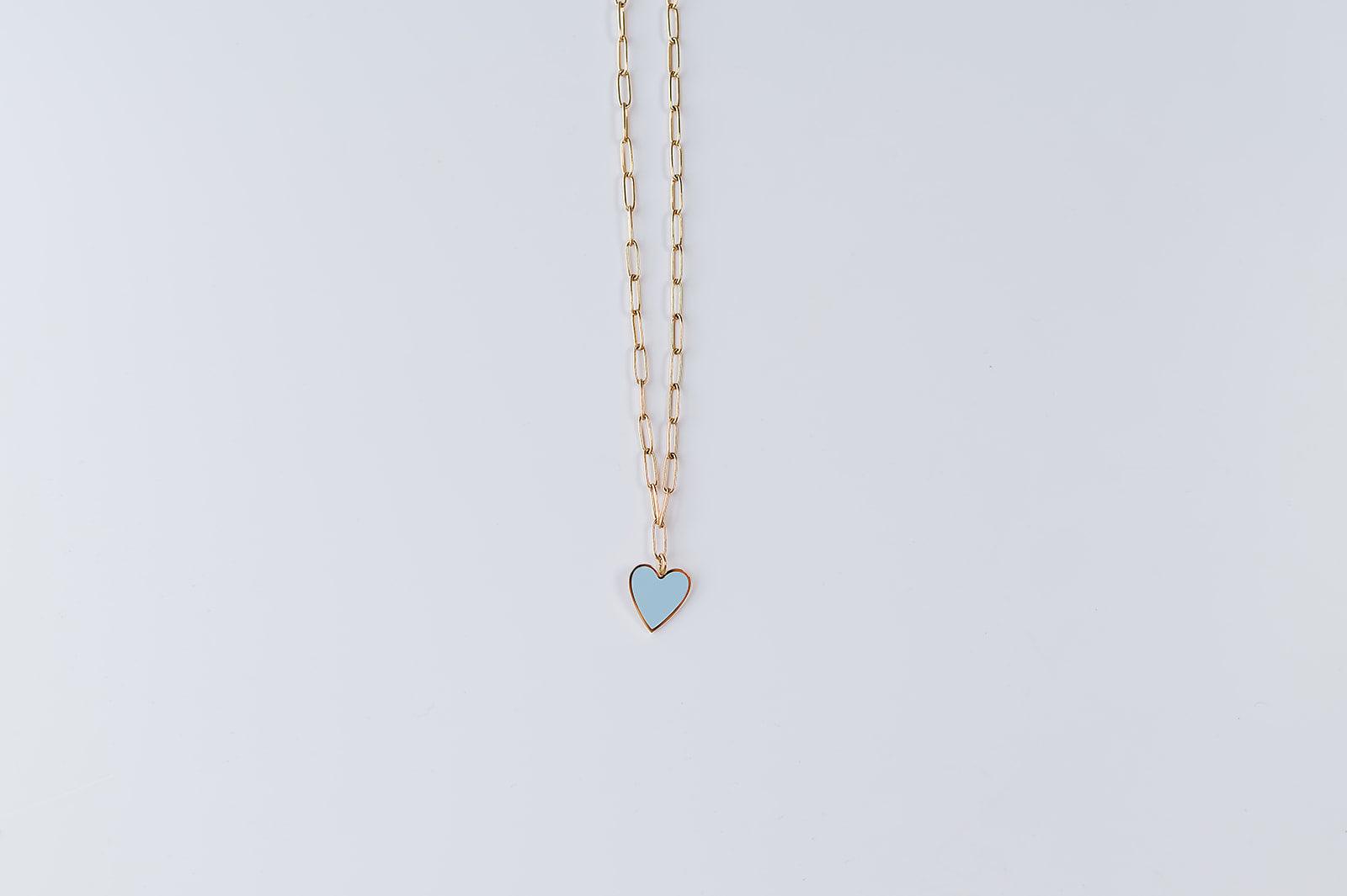 Light Blue Heart Gold Chain Necklace - Mkay Style