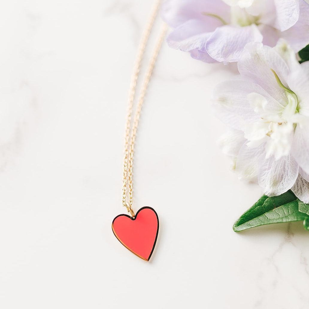 Bright Pink Heart Necklace - Mkay Style
