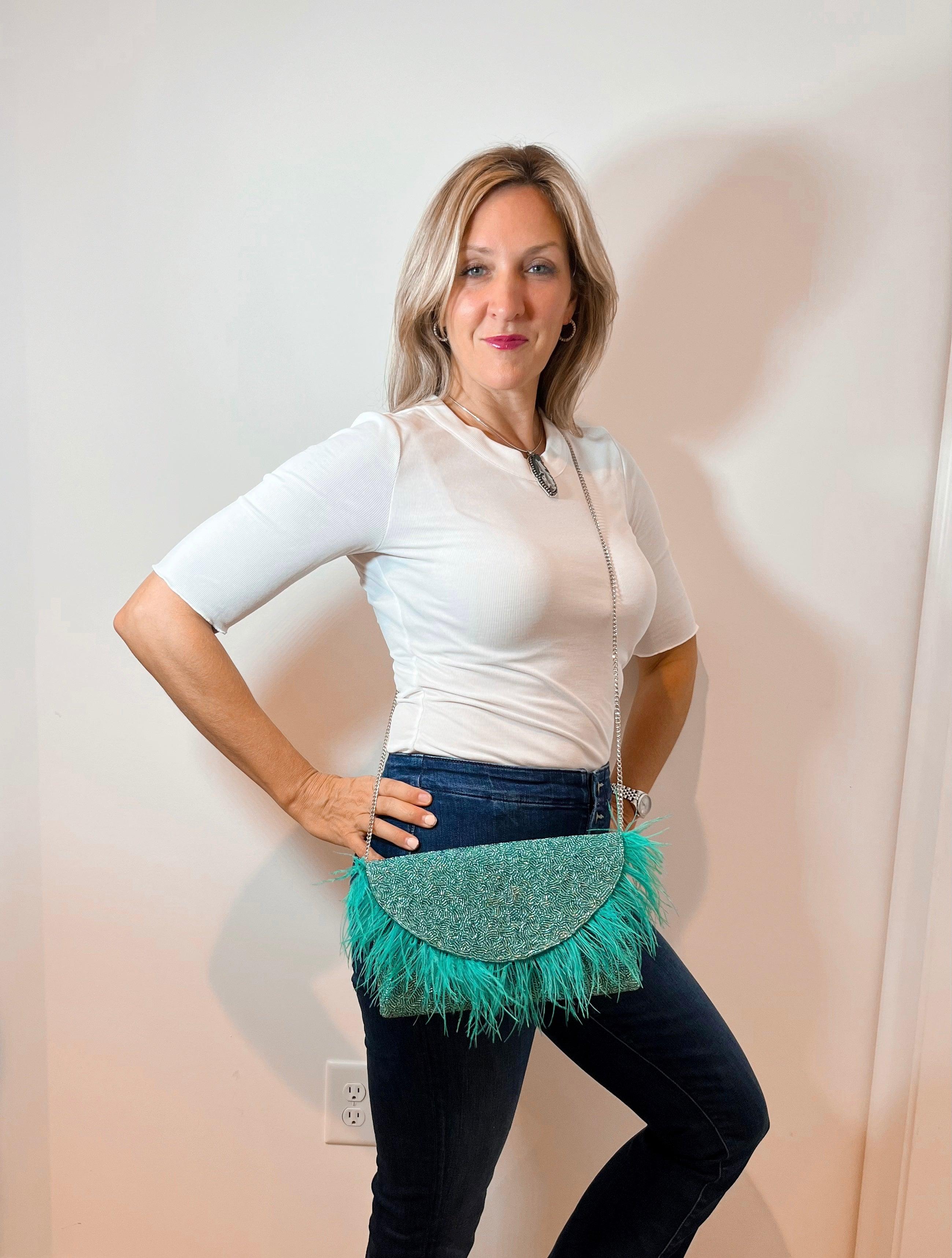 The Teal Beaded Party Clutch - Mkay Style