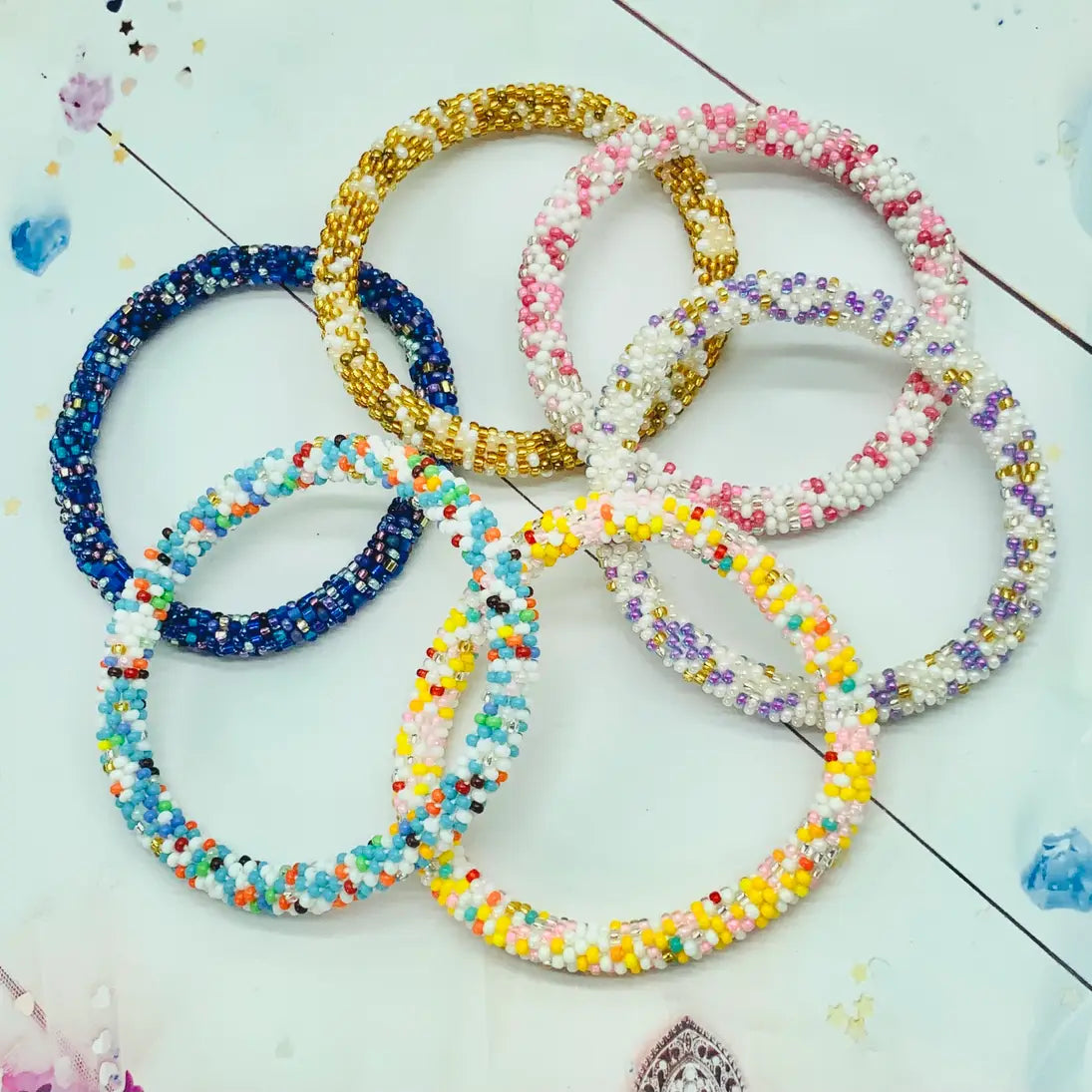 Confetti Beaded Stackable Bracelet Set - Mkay Style