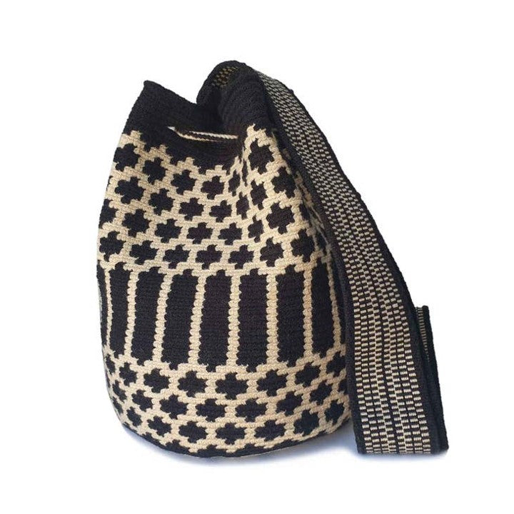 Lombia Wayuu Mochila Crossbody Bag (Size M)- Zebra