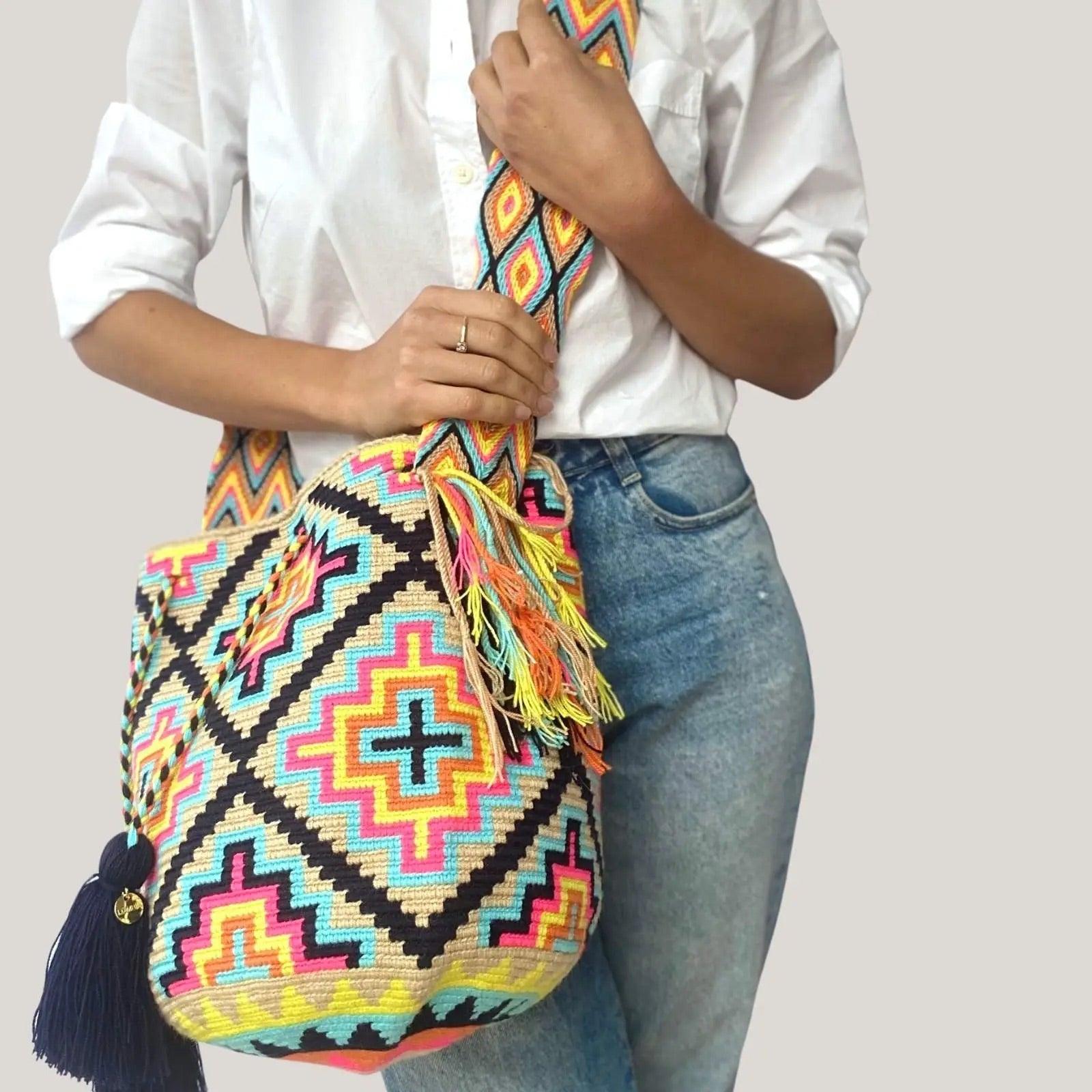 Bahama Lombia Handmade Wayuu Crossbody Bag (Size L) - Mkay Style