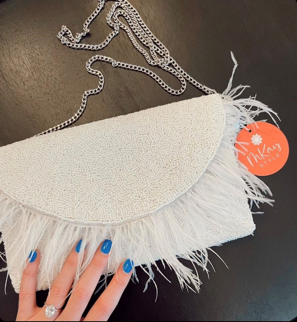 The White Beaded Party Clutch