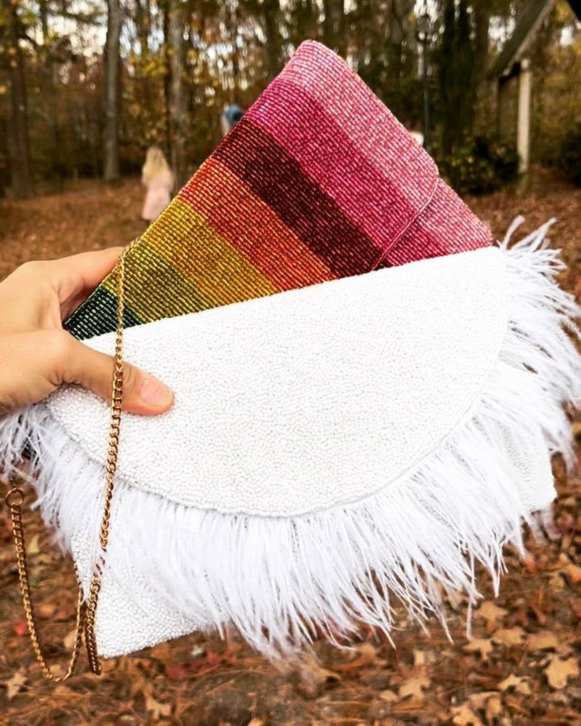 The White Beaded Party Clutch